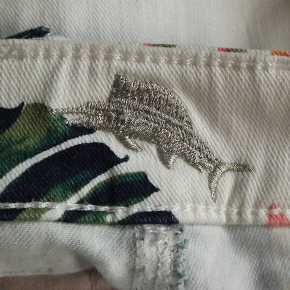 TOMMY BAHAMA Jeans, 33, Skinny Ankle, Floral/Bogart Blooms Print, Zip, Pockets - Picture 9 of 14